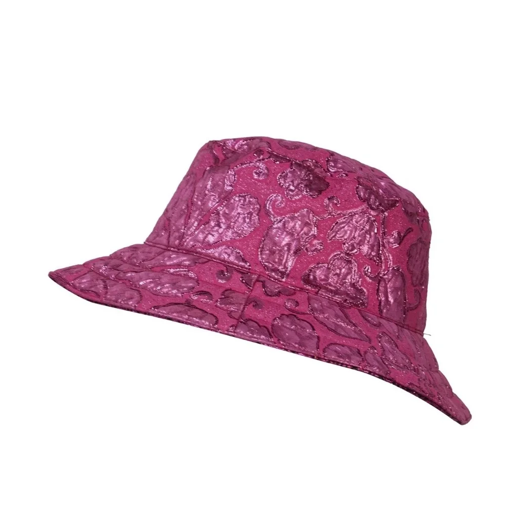 Gucci Reversible Bucket Hat Fuchsia Pink Metallic GG Monogram Floral 697361 M